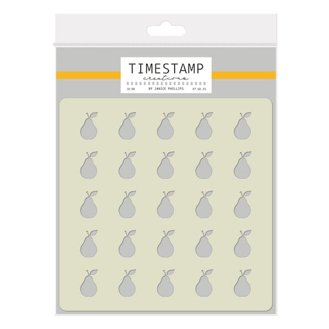 Timestamp Creations by Janice Phillips - Pear Background 5" x 5" Stencil