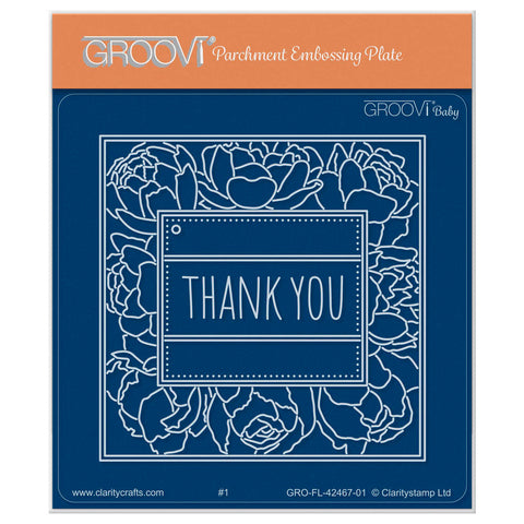 Thank You Peonies A6 Square Groovi Plate