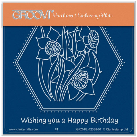 Happy Birthday Daffodils A6 Square Groovi Plate