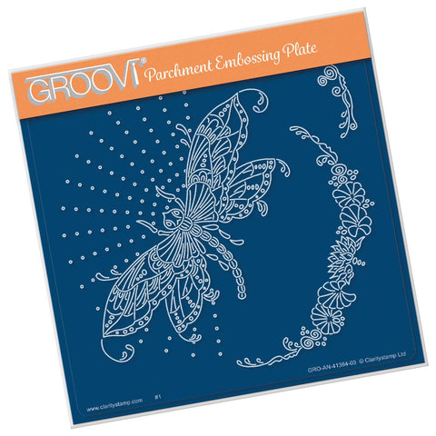 Cherry's Dragonfly & Pretty Flourish A5 Square Groovi Plate