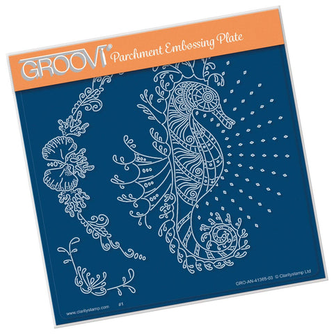 Cherry's Seahorse & Coral Flourish A5 Square Groovi Plate