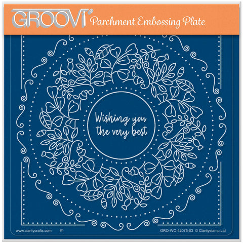Wishing You the Very Best Round Floral Frame A5 Square Groovi Plate
