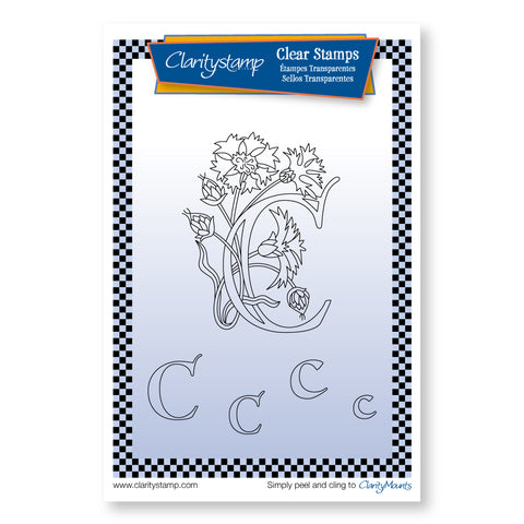 Floral Alphabet - Letter C Unmounted Clear Stamp
