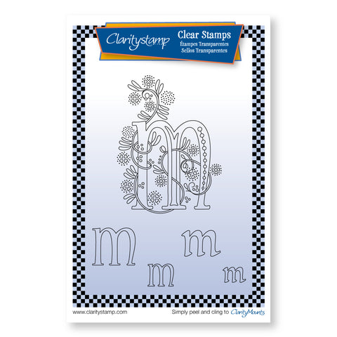 Floral Alphabet - Letter M Unmounted Clear Stamp