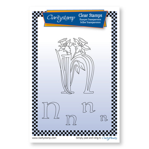 Floral Alphabet - Letter N Unmounted Clear Stamp
