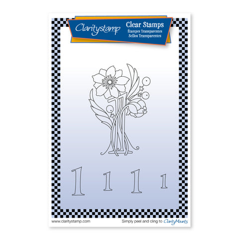 Floral Numbers - 1 Unmounted Clear Stamp Set