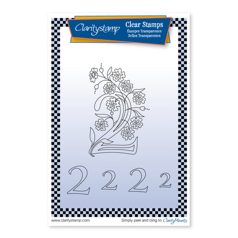 Floral Numbers - 2 Unmounted Clear Stamp Set