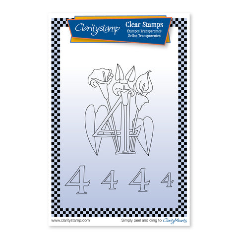 Floral Numbers - 4 Unmounted Clear Stamp Set