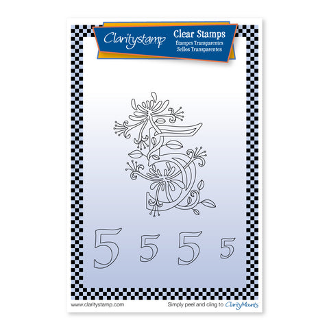 Floral Numbers - 5 Unmounted Clear Stamp Set