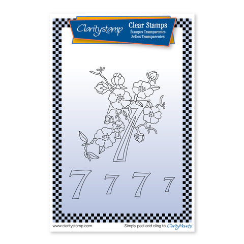 Floral Numbers - 7 Unmounted Clear Stamp Set