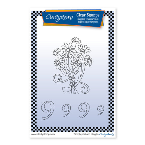 Floral Numbers - 9 Unmounted Clear Stamp Set