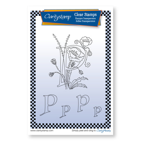 Floral Alphabet - Letter P Unmounted Clear Stamp
