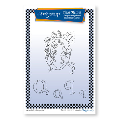 Floral Alphabet - Letter Q Unmounted Clear Stamp