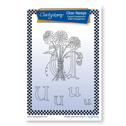 Floral Alphabet - Letter U Unmounted Clear Stamp