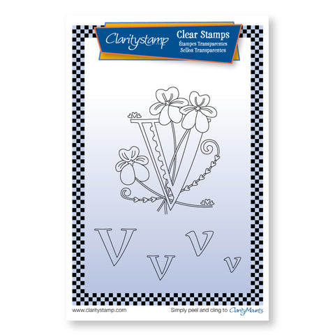 Floral Alphabet - Letter V Unmounted Clear Stamp