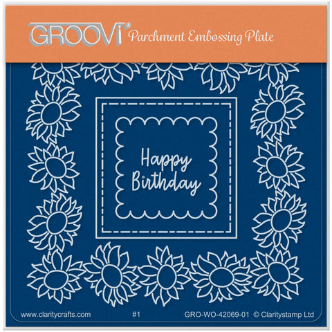 Happy Birthday Square Floral Frame A6 Square Groovi Plate