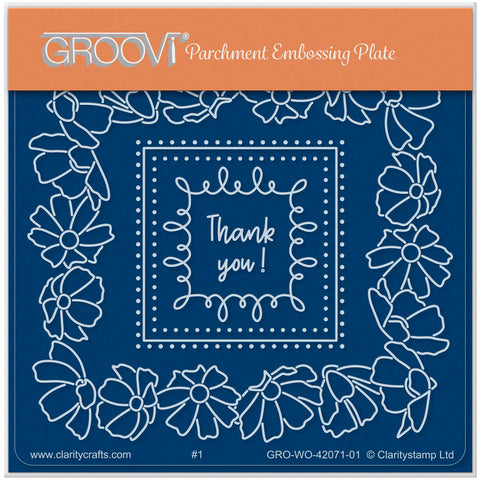 Thank You! Square Floral Frame A6 Square Groovi Plate