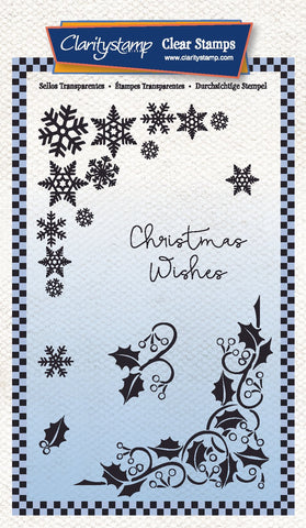 Snowflake & Holly Corners A7 Stamp Set