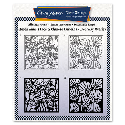 Botanical Queen Anne's Lace & Chinese Lanterns Two-Way Overlay Stamp Set