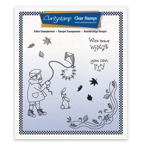 Linda's Children - Autumn - Boy with a Kite - A5 Square Stamp & Mask Set