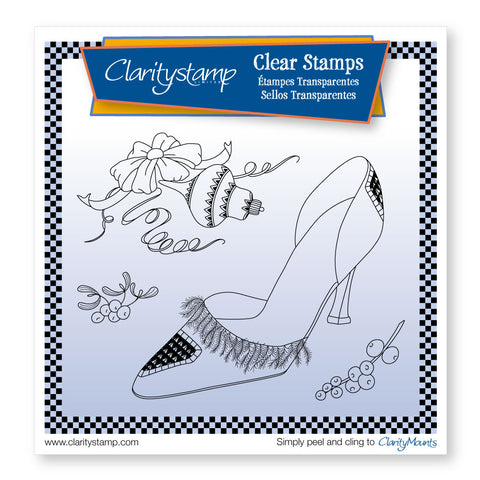 Cherry's Stiletto Shoe & Bow + MASK Unmounted Clear Stamp Set