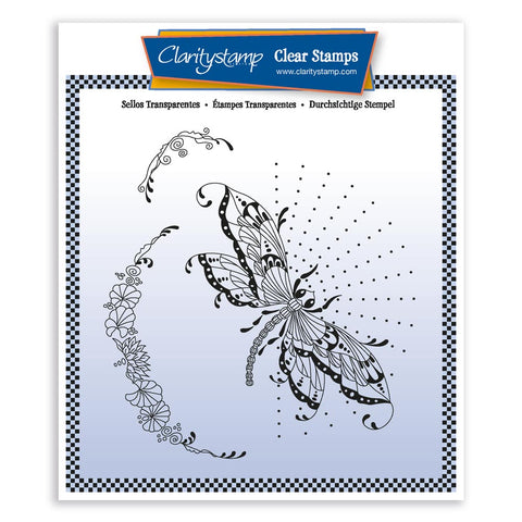 Cherry's Dragonfly & Pretty Flourish Unmounted Clear Stamp Set