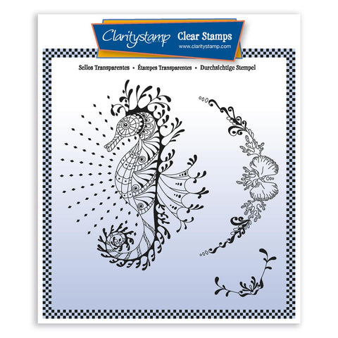Cherry's Seahorse & Coral Flourish Unmounted Clear Stamp Set