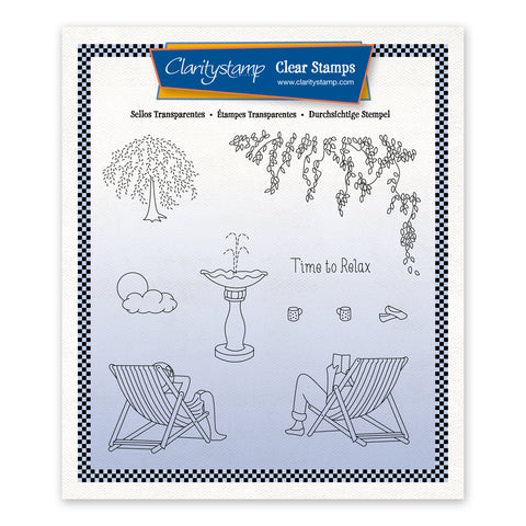 Linda's In the Garden - Deck Chairs Unmounted Stamp Set + Mask