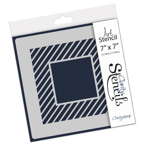 Diagonal Stripes Box Frame Stencil 7" x 7"