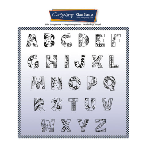 Doodle Alphabet - Upper Case A4 Square Stamp & Mask Set