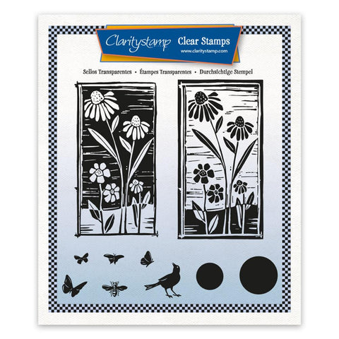 Barbara's Linocut - Daisy A5 Square Unmounted Stamp Set