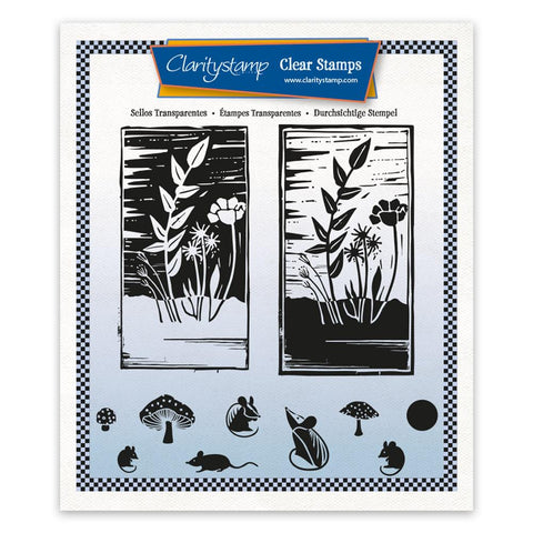 Barbara's Linocut - Wildflowers A5 Square Unmounted Stamp Set