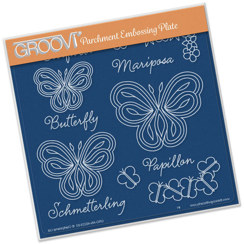 Butterflies With Words A5 Square Groovi Plate