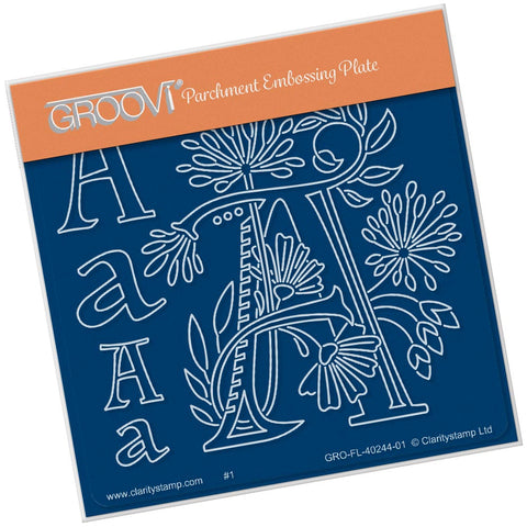Floral Alphabet - Letter A A6 Square Groovi Plate