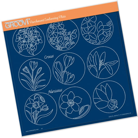 Linda's 123 Flowers - C Hydrangea, Crocus & Narcissus A4 Square Groovi Plate