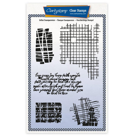 Grungy Grid & Script A5 Unmounted Stamp Set