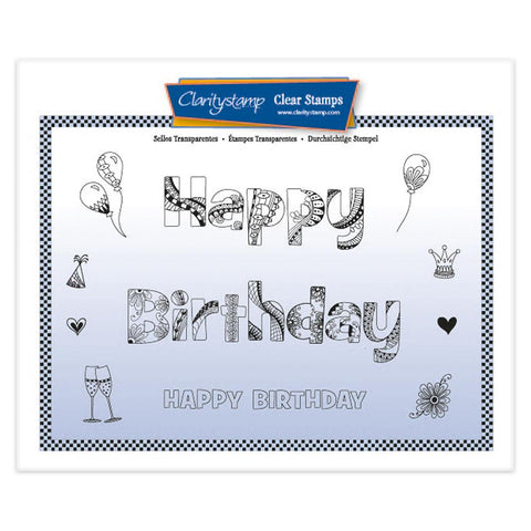 Cherry Green's Funky Happy Birthday A5 Stamp & Mask Set