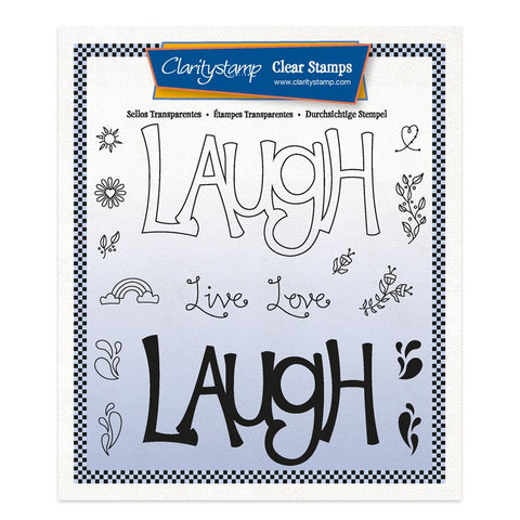 Laugh - Feel Good Words 2 Way A5 Square Stamp & Mask Set