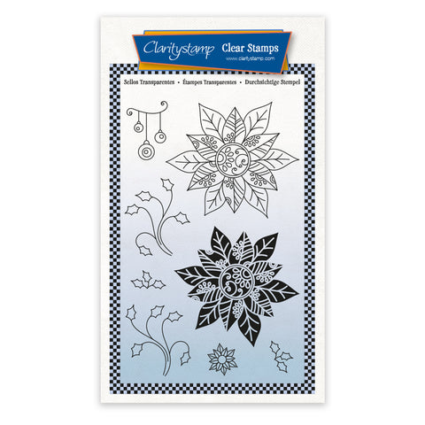 Poinsettias - Tina's 2 Way Christmas Ornaments A6 Stamp Set