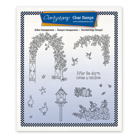 Linda's In the Garden - Rose Arch Unmounted Stamp Set + Mask