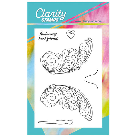 Small Leafy Swirl Butterfly A7 Stamp & Mask Set