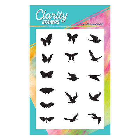 Butterflies & Birds Silhouette Miniatures A6 Stamp Set
