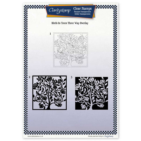 Birds in a Tree Three Way Overlay Unmounted Clear Stamp Set
