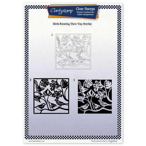 Birds Roosting Three Way Overlay Unmounted Clear Stamp Set