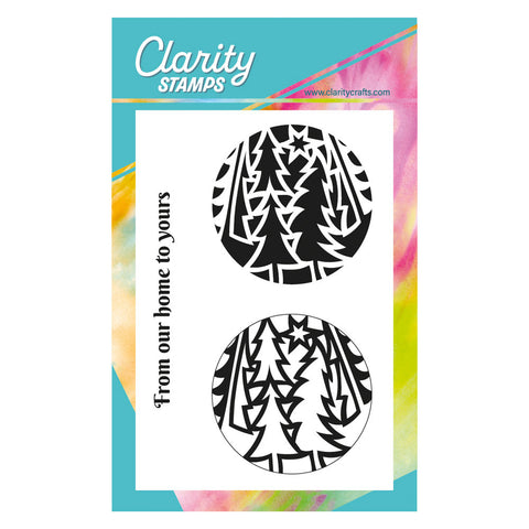 Pine Trees Festive Round - Two Way Overlay A6 Stamp Set