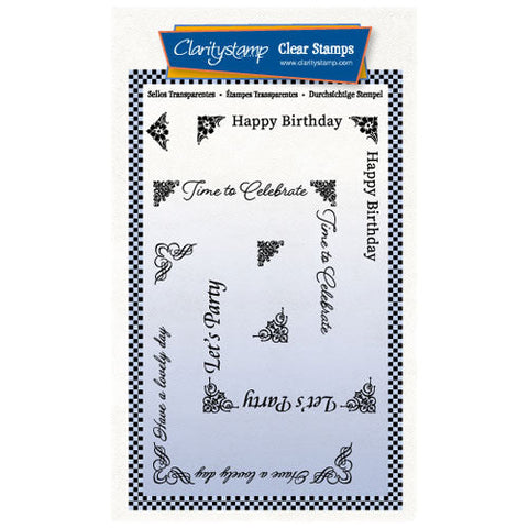 Birthday Text Corners A6 Stamp Set