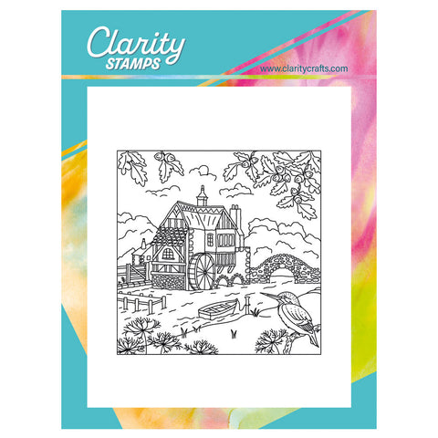 Linda's The Old Water Mill Scene A6 Square Stamp Set