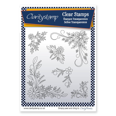 Tina's Floral Swirls & Corners 2 <br/> Unmounted Clear Stamp Set