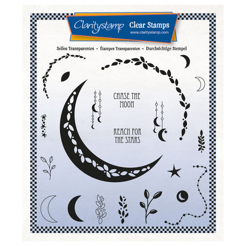 Leafy Crescent Moon A5 Square Stamp Set