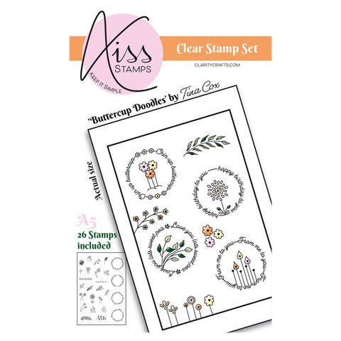 KISS by Clarity - Tina's Buttercup Doodles A5 Stamp Set